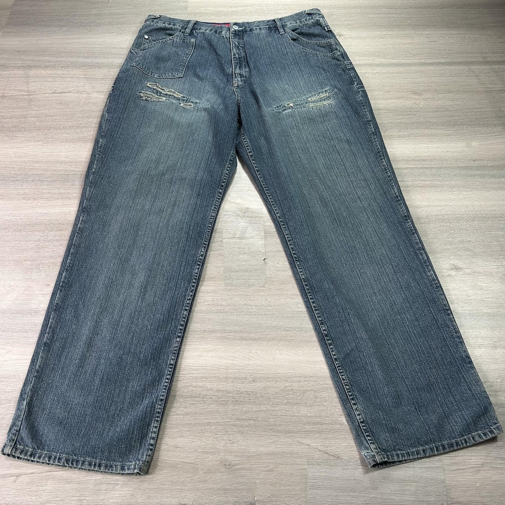 Coogi Jeans‎ Mens 40 Blue Baggy Distressed Contrast Stitching Denim Y2K Wide Leg
